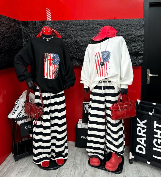 Product image - Set Áo Cờ Mĩ + Quần Kẻ
