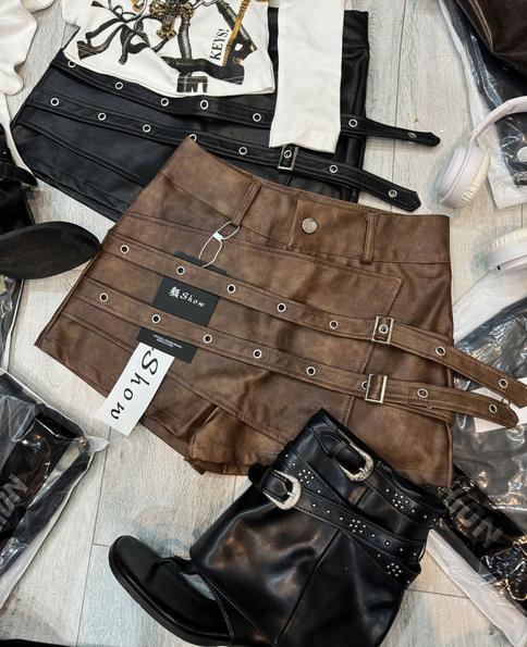 Product image - quần shorts da kiểu cá tính