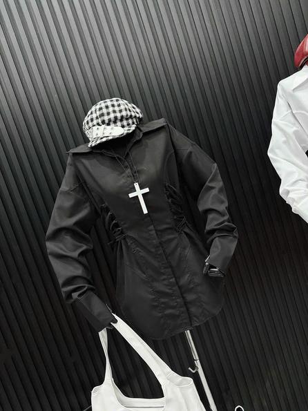 Product image - áo sơ mi điệu có dây buộc eo