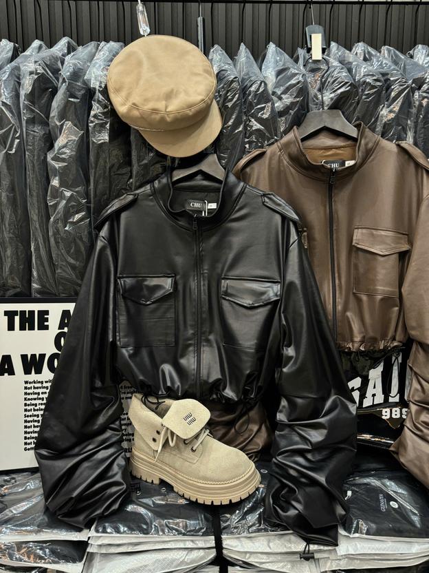 Product image - áo khoác da dáng ngắn