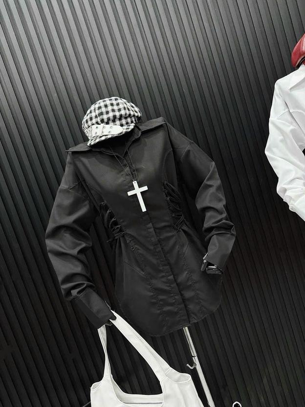 Product image - áo sơ mi điệu có dây buộc eo