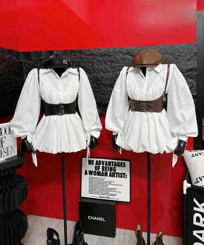 Product image - Set Sơ Mi Kèm Yếm Đai Eo Da