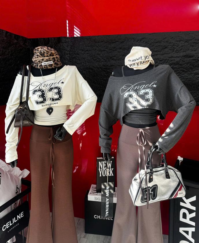 Product image - Set Áo Thun Dài Tay In Số 33 + Quần Dài