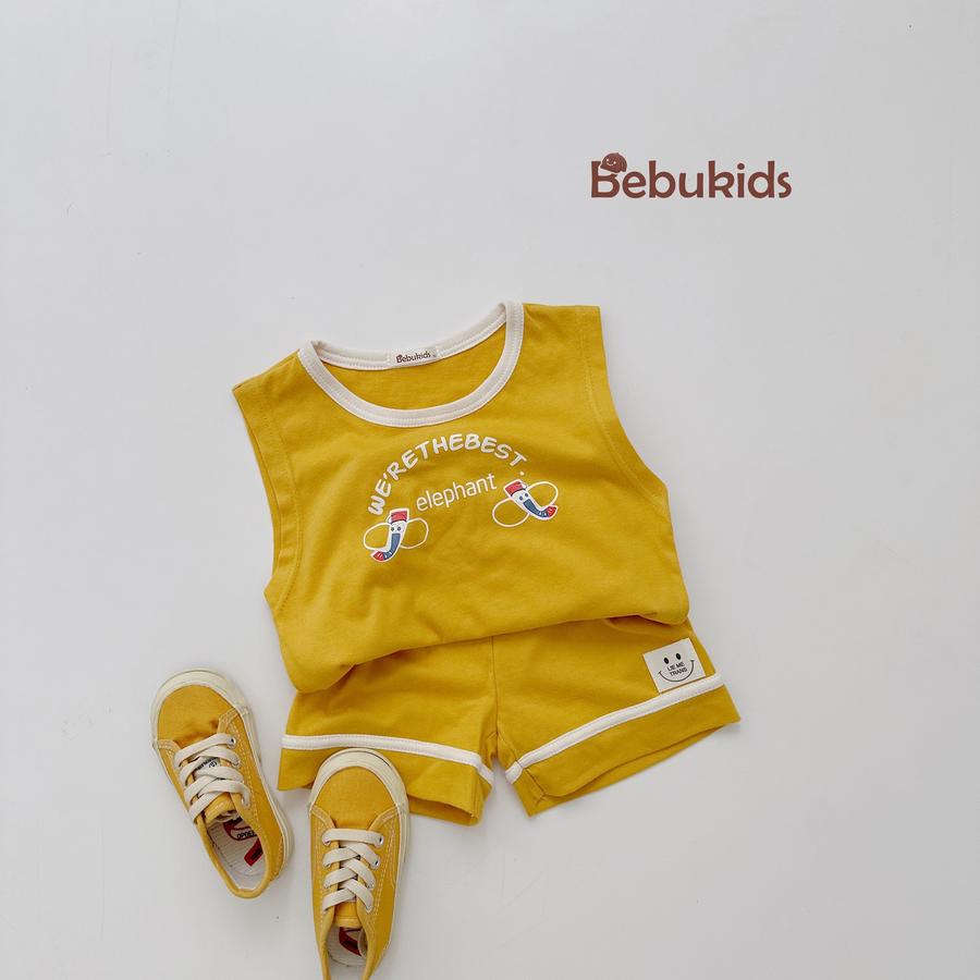 SB2328- bộ sát nách bé trai in voi vàng