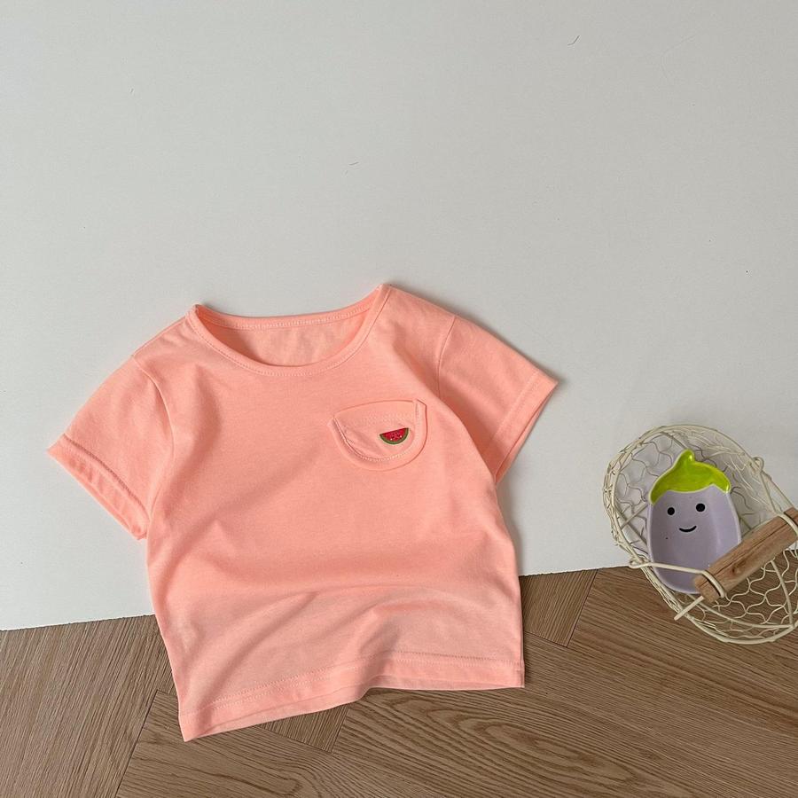 A1608- áo cộc tay túi ngực in quả túi cam