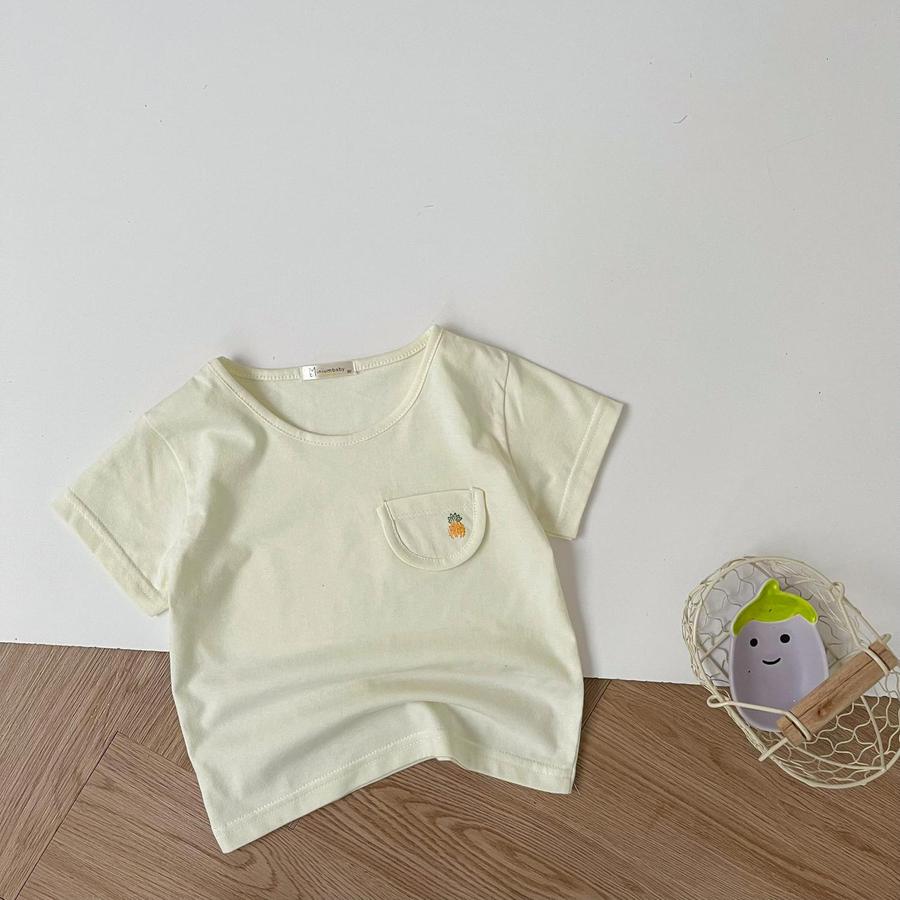 A1608- áo cộc tay túi ngực in quả túi be xanh