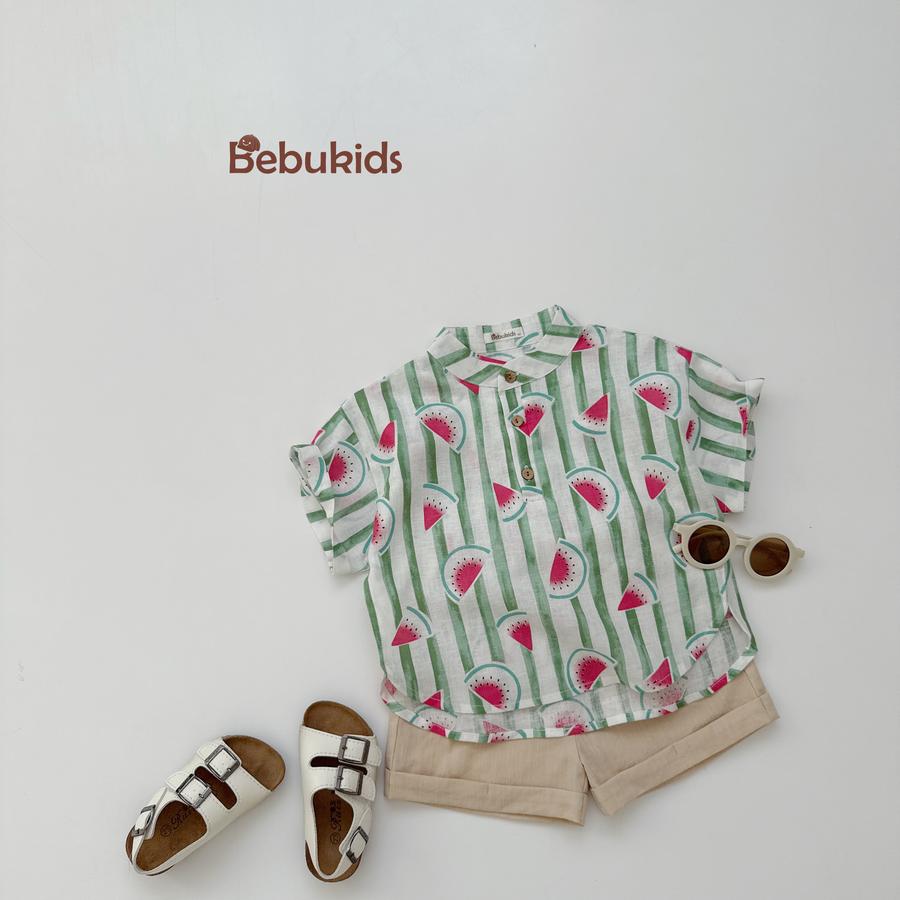 SB2326- bộ sơ mi bé trai in dừa, dưa hấu dưa hấu