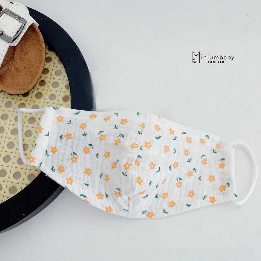 Khẩu trang xô muslin Hoa cam không kính