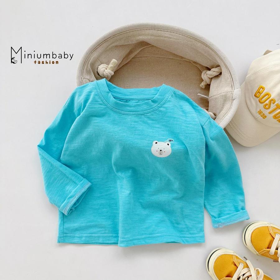 A1654- áo cổ tròn in đầu thú vai rơi coban