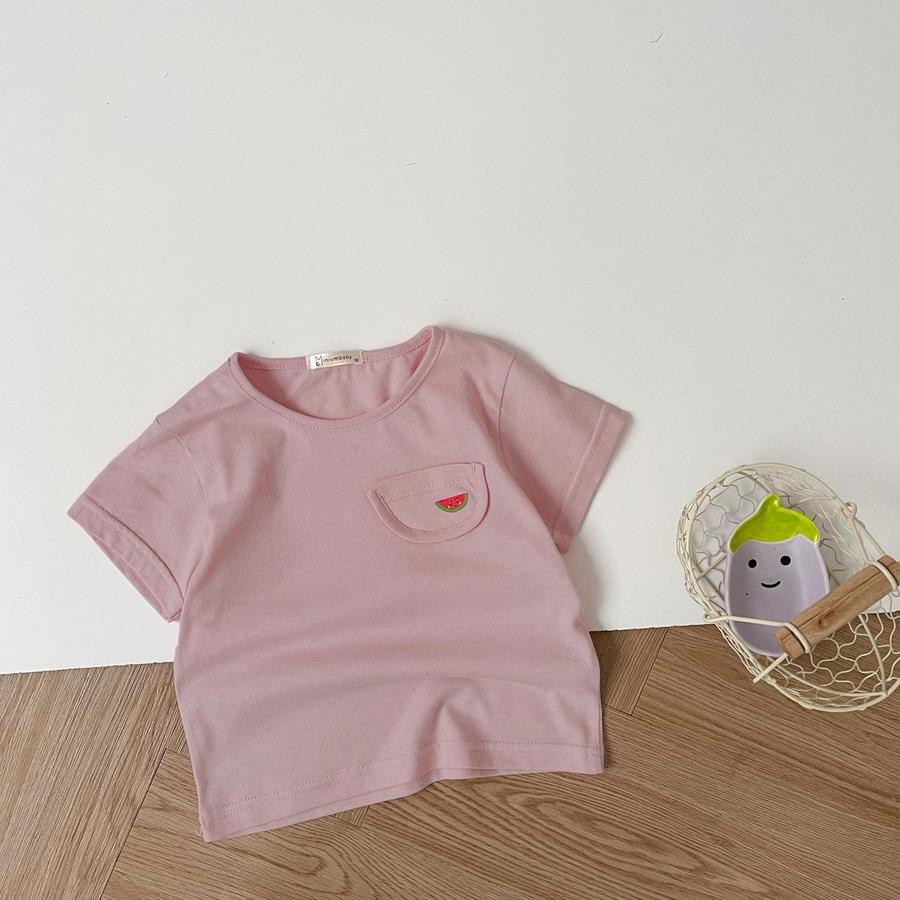 A1608- áo cộc tay túi ngực in quả túi hồng sỉn