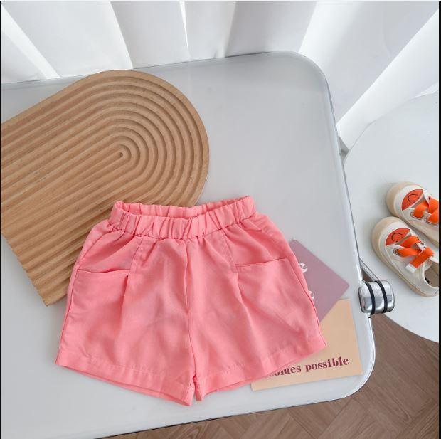 QC1599- Quần đùi linen nhiều màu cho bé hồng đậm