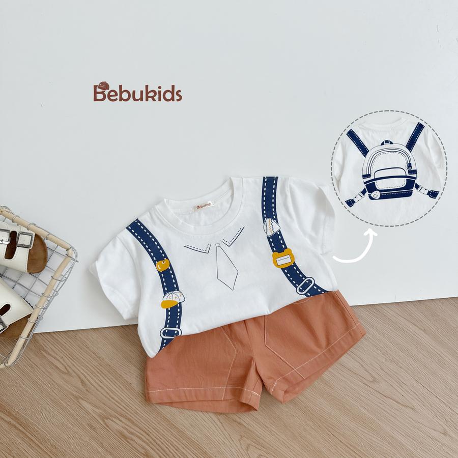 SB2349- bộ cộc in cà vạt dây lưng in balo quần nâu