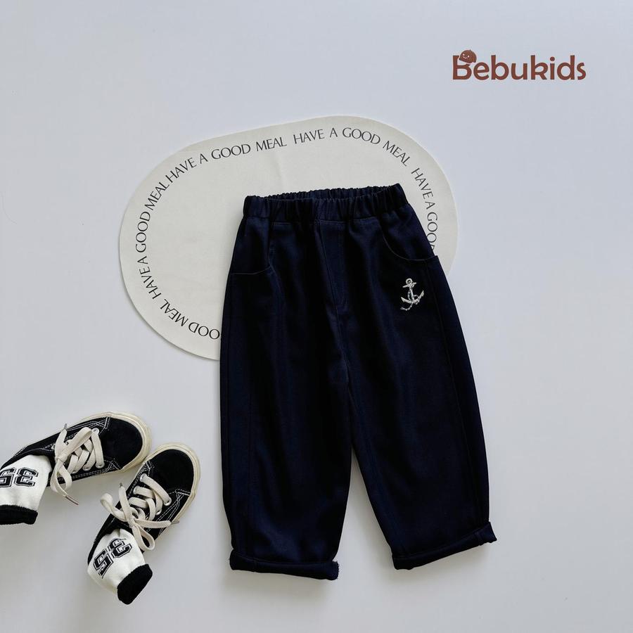 QD2061- quần dài thêu mỏ neo xanh than