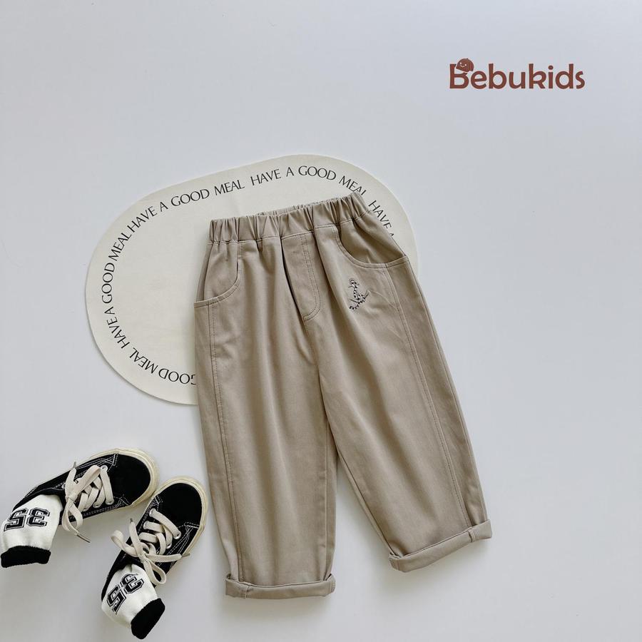 QD2061- quần dài thêu mỏ neo be  ghi