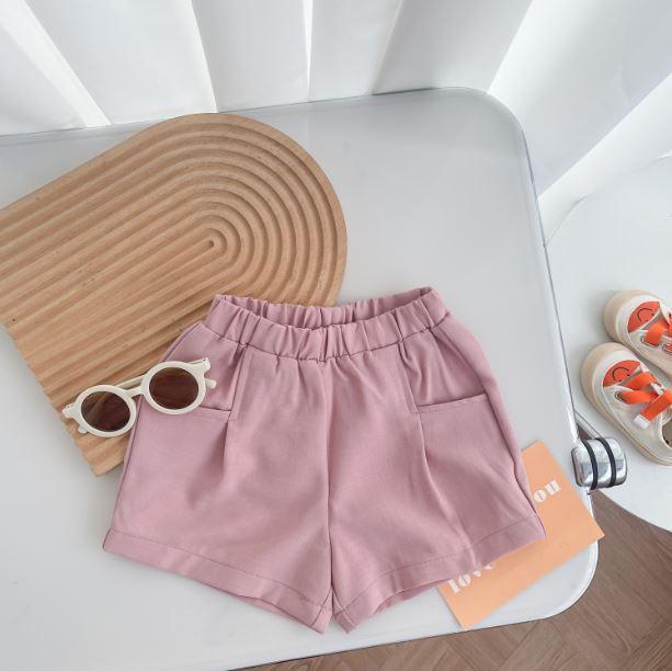 QC1599- Quần đùi linen nhiều màu cho bé tím nhạt