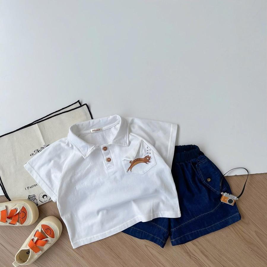 SB2257- sét polo in hổ ở túi trắng