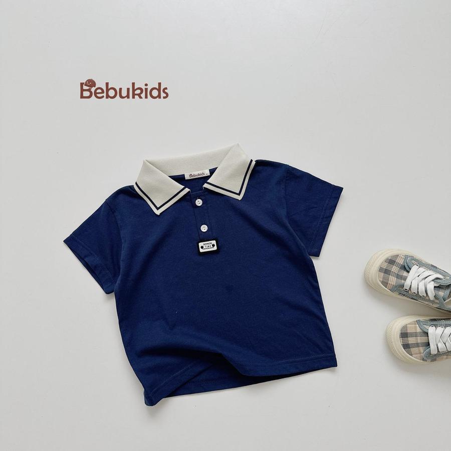 A2308- áo polo phối cổ đính logo dưới nep xanh than