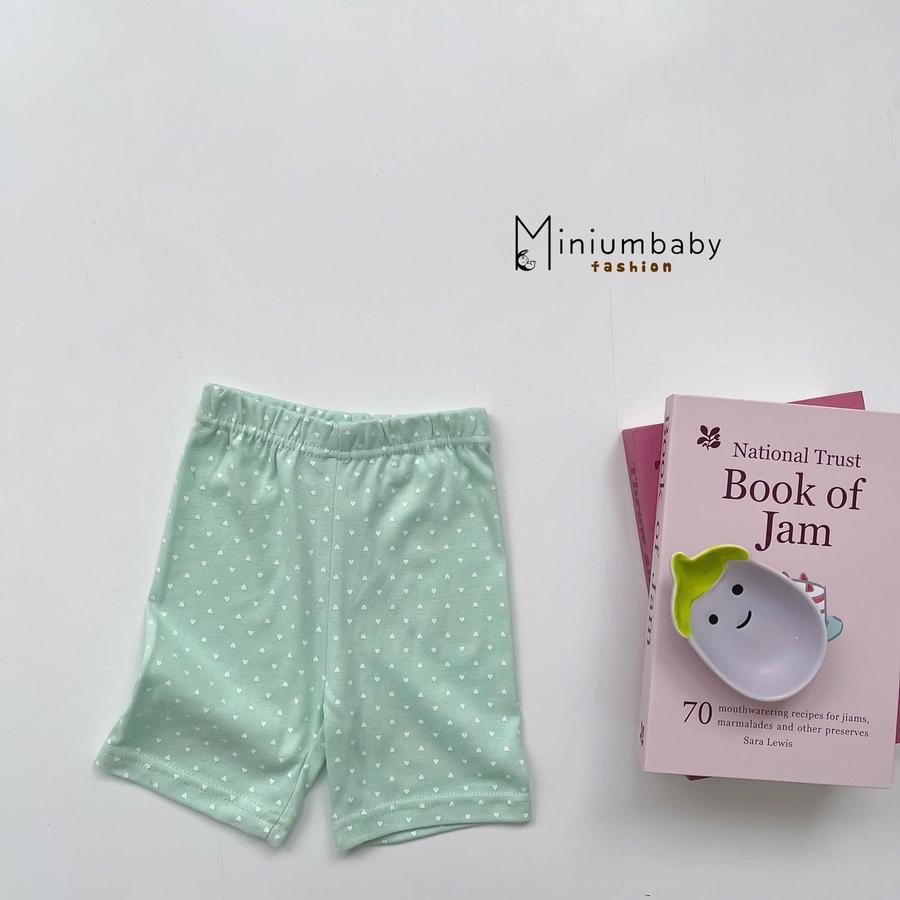 QC1555-quần đùi legging bé gái xanh tim