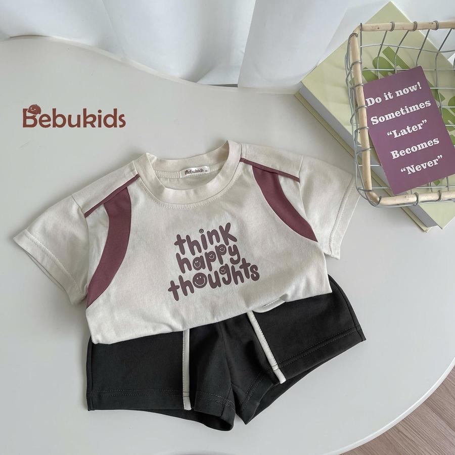 SB2258- bộ cộc tay in chữ think happy thoughts be