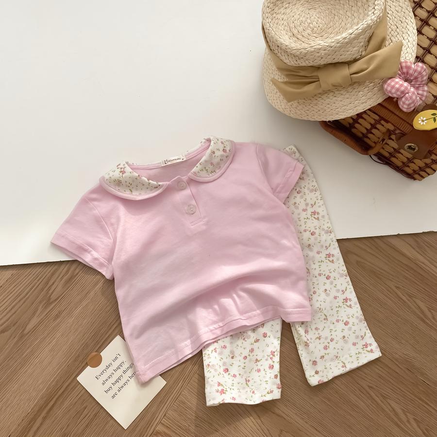 SB2378- bộ cổ sen quần dài phối cổ quần hoa hồng đậm