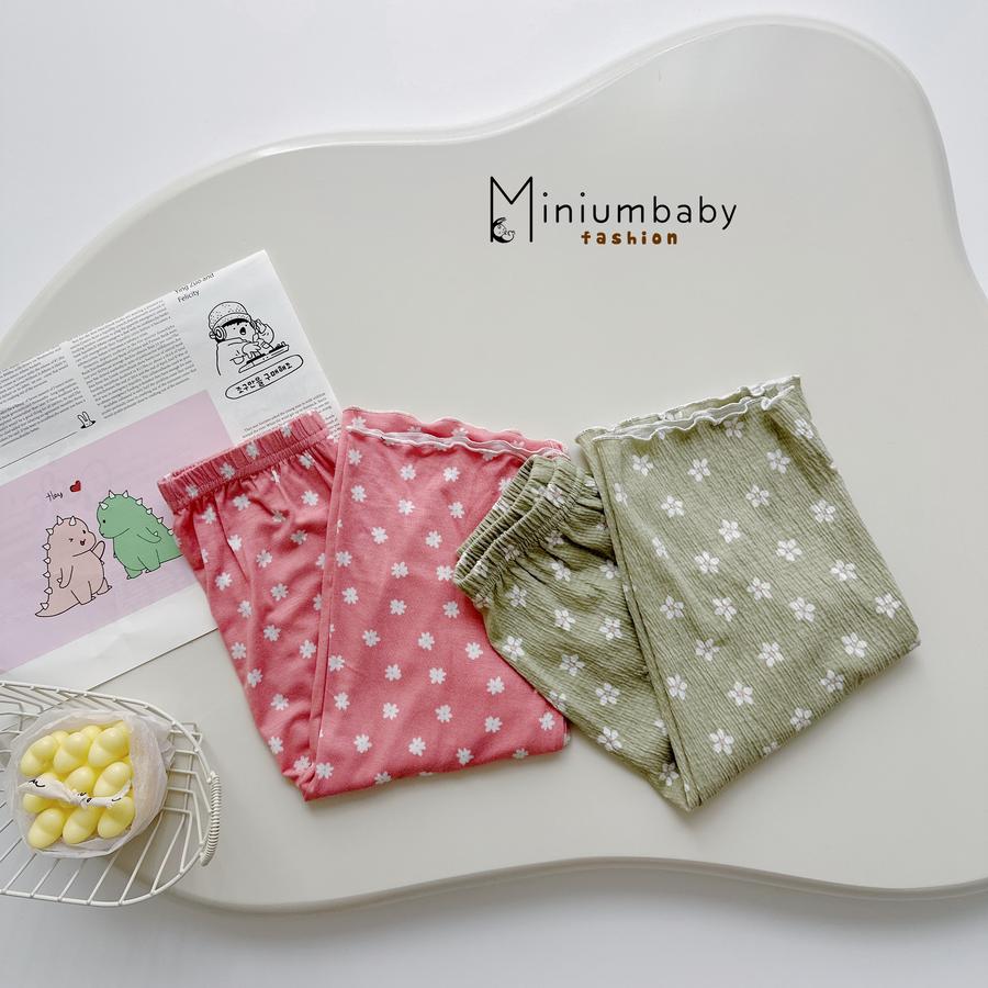 SB2451- bộ cộc tay cổ sen bé gái in chữ flower đính tai thỏ