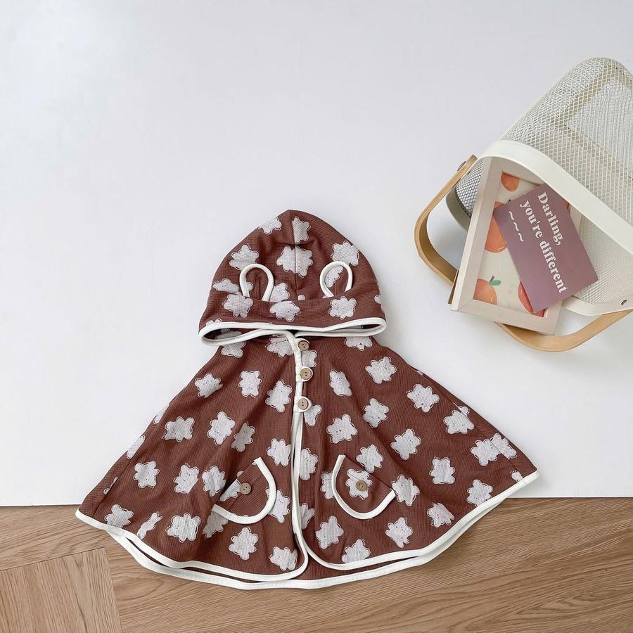 Áo choàng cánh dơi thu đông dày gấu nâu