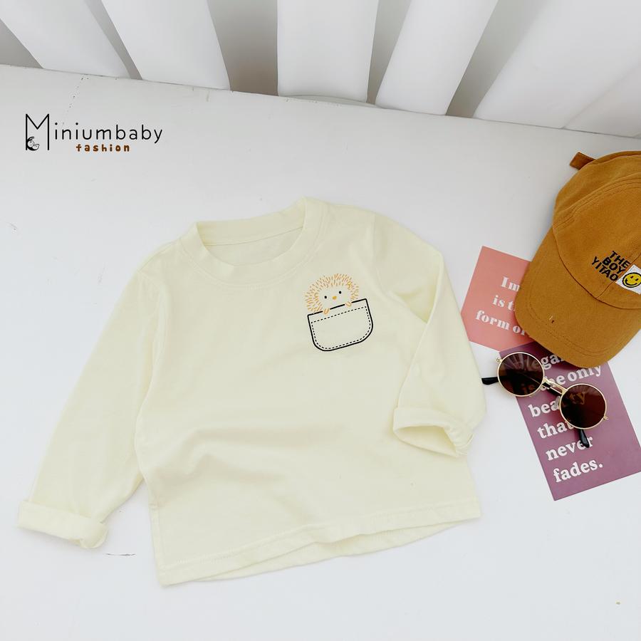 A1663- áo cổ tròn in túi, đầu thú via thường kem