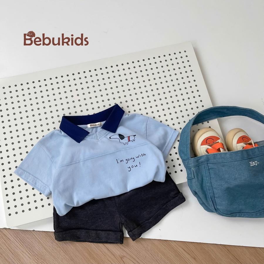 SB2386- bộ polo mix màu bé trai xanh