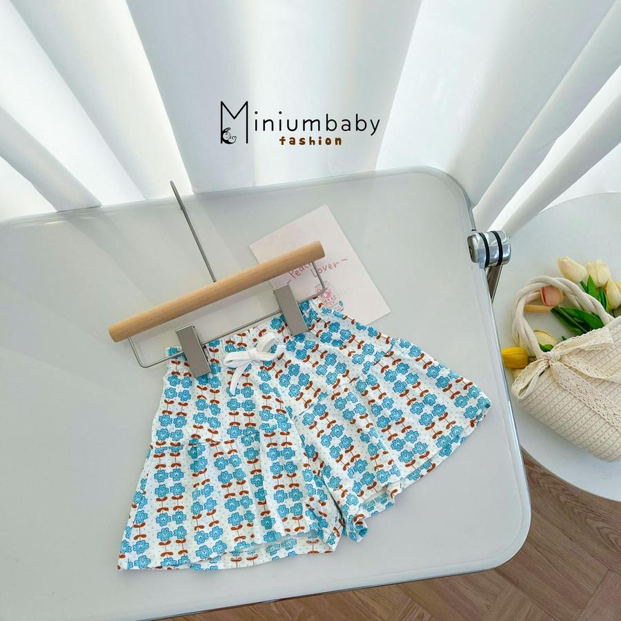 QC1609- Quần váy hoa xanh 1