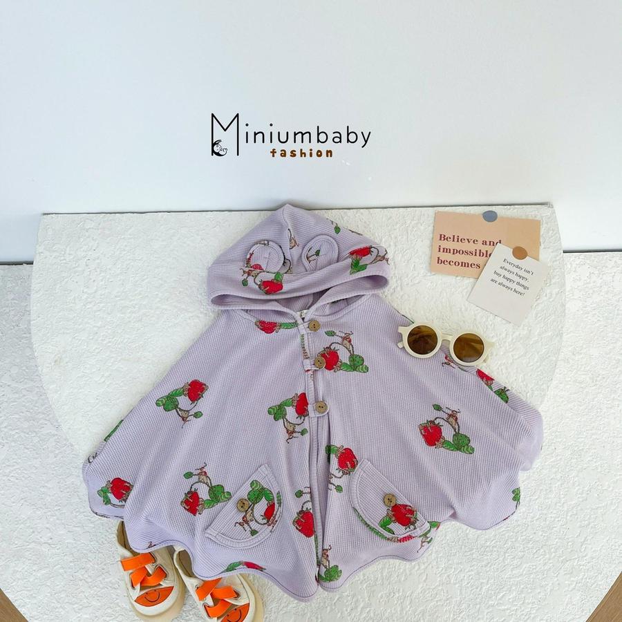 Áo choàng cánh dơi dày dâu nền tím