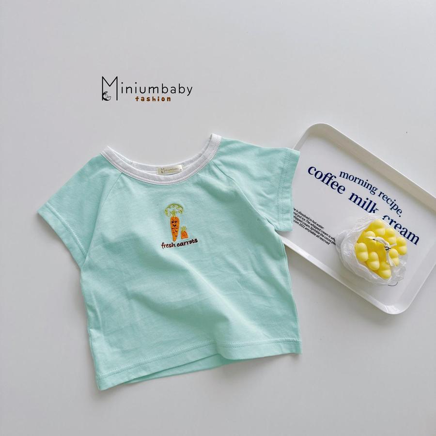 A1934- áo cộc tay phối cổ thêu củ quả xanh đậm