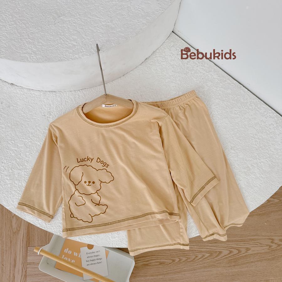 SB2000- bộ dài tay bé trai in chó sườn vàng