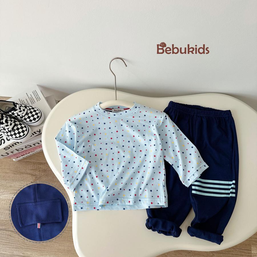 SB2106- bộ dài tay cho bé họa tiết sao xanh