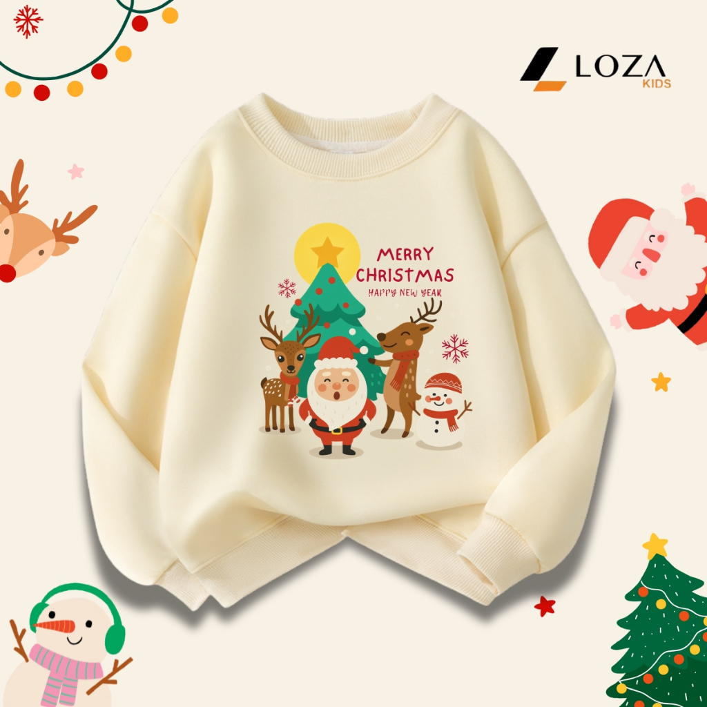 Áo nỉ Noel cho bé in hình Merry Chrismast - Áo Sweater giáng sinh cho bé size từ 15-40kg Loza Kids G0429_thumbnail_12