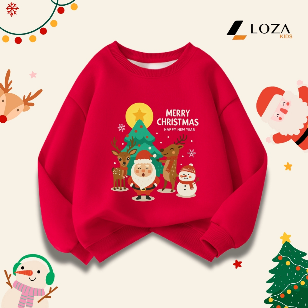 Áo nỉ Noel cho bé in hình Merry Chrismast - Áo Sweater giáng sinh cho bé size từ 15-40kg Loza Kids G0429_thumbnail_13
