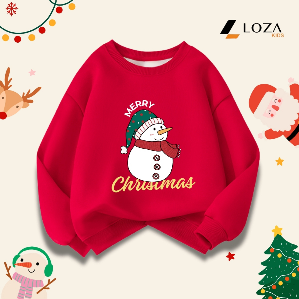 Áo nỉ Noel cho bé in hình Merry Chrismast - Áo Sweater giáng sinh cho bé size từ 15-40kg Loza Kids G0429_thumbnail_4