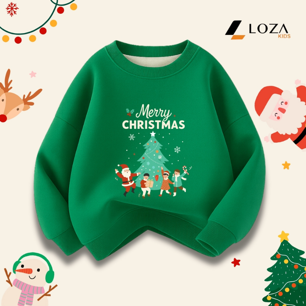 Áo nỉ Noel cho bé in hình Merry Chrismast - Áo Sweater giáng sinh cho bé size từ 15-40kg Loza Kids G0429_thumbnail_2