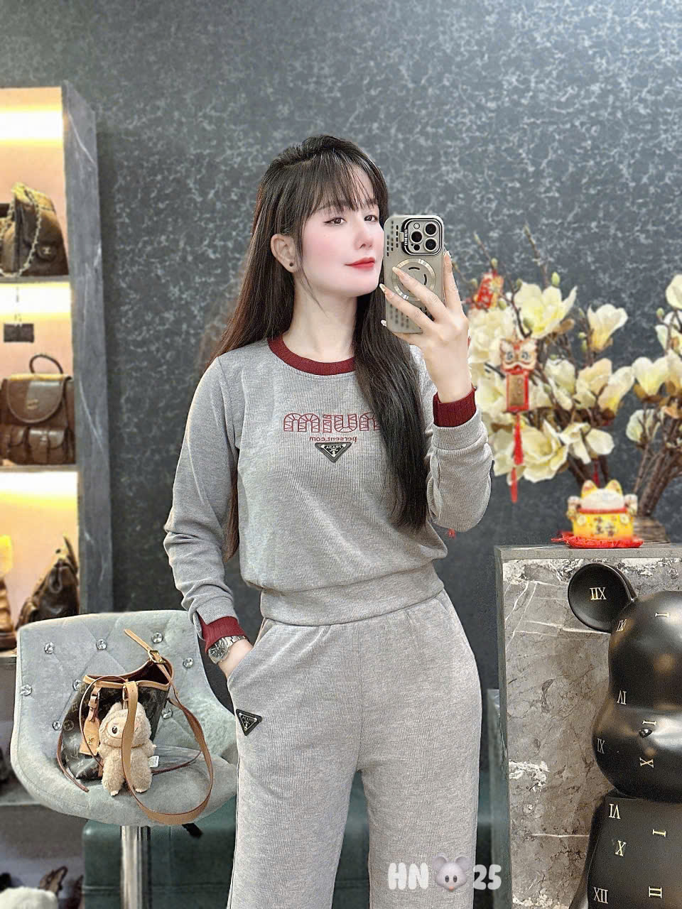 Product image - Bộ Đồ nữ mùa đông chất liệu nỉ ấm áp co giãn