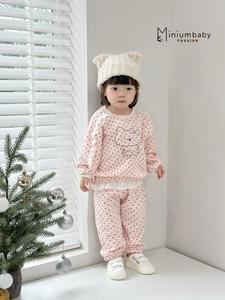 Bộ dài quần dài bé gái không cổ