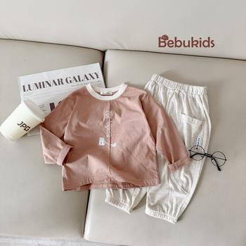 Bộ dài quần dài bé trai không cổ