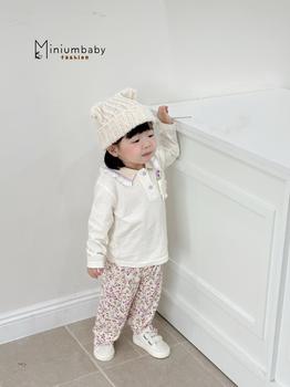 Bộ dài quần dài bé gái có cổ