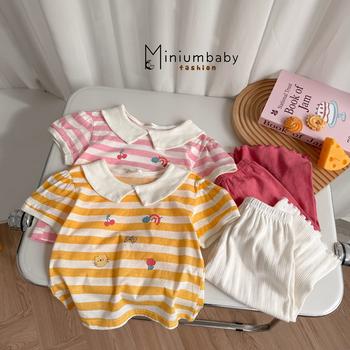 Bộ cộc quần lỡ bé gái có cổ