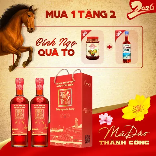 Product image - Cặp 2 Chai Nước Mắm Tĩn Tôm Biển Hồng Ngọc Đại Dương 45N 500ML