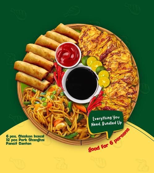Product image - Bilao Bundle - Chicken Inasal + Shanghai Pork + Pancit Canton in a Bilao