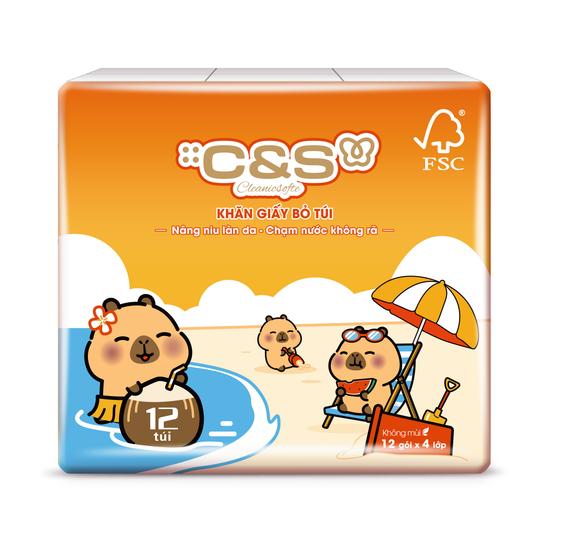 Product image - CM032-12X Khăn giấy bỏ túi mini cao cấp Capybara (Lốc 12 gói x 8 tờ x 4 lớp)