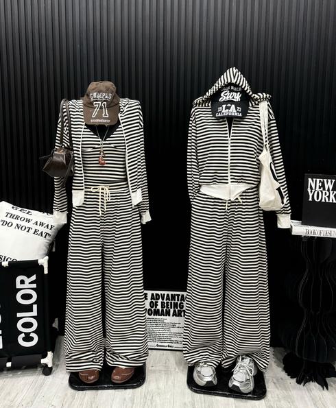 Product image - set cardigan kẻ 3 món