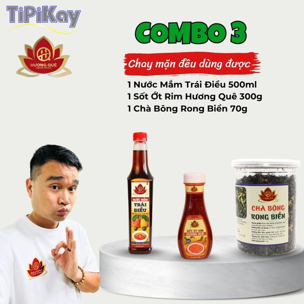 Product image - [Combo 3 món] 1 Chà Bông Rong Biển 70G + 1 Sốt Ớt Rim Hương Quê 300G + 1 Nước Mắm Trái Điều 500ml