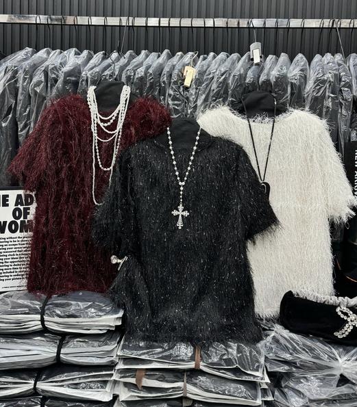 Product image - áo lông kim tuyến tay cộc form rộng