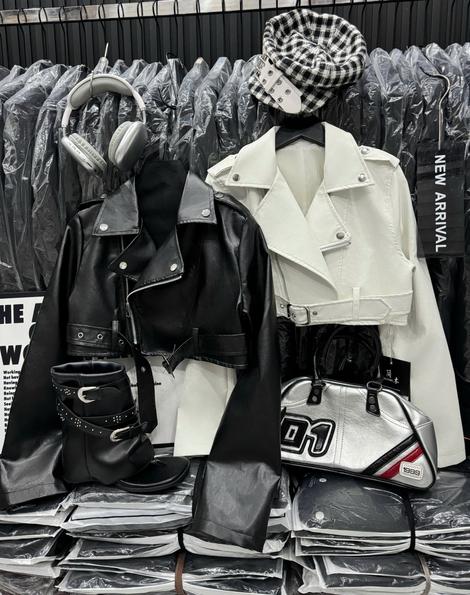 Product image - set da áo khoac ngắn + chân váy xếp li