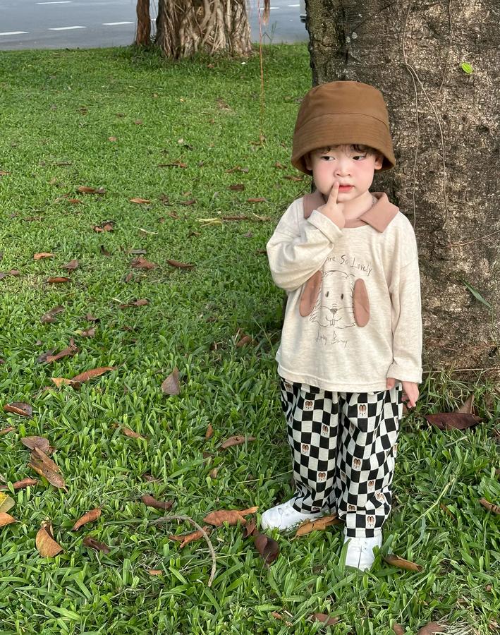 SB2391- bộ dài tay phối cổ in cũn đính tai, in chữ you are so lovely